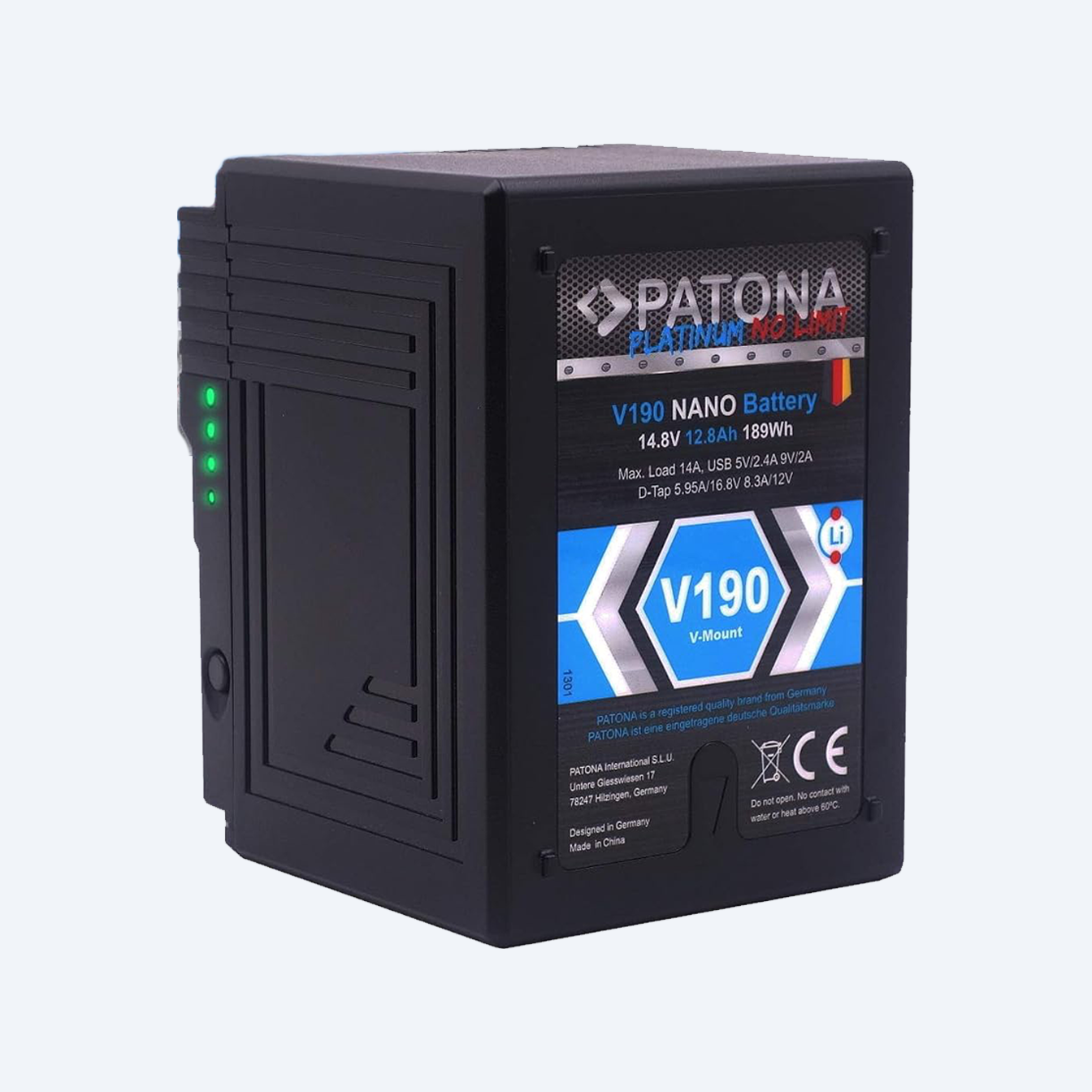 Batteria PATONA Platinum II - NANO V190 - V-mount / 190Wh / D-Tap/USB